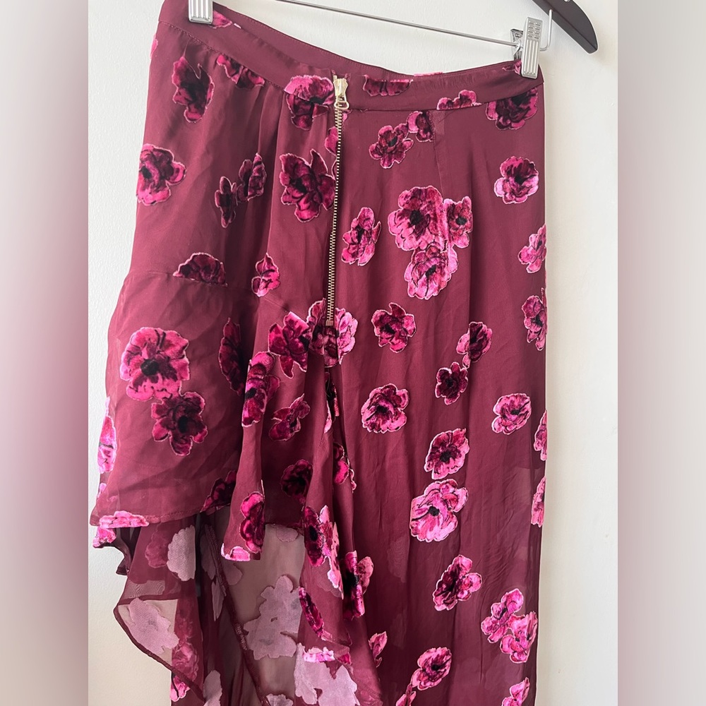 for Love & Lemons Silk-Blend Sophie Velvet Floral Skirt Pansy - Small - Picture 9 of 16
